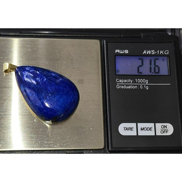 Large Lapis Lazuli Teardrop Gemstone Pendant With 14k Yellow Gold Bail Hs131 - Picture 6 of 16